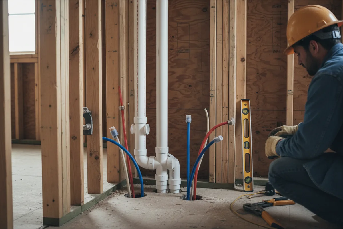 Drain and supply rough-in during Garbage Disposal Repair in Loreauville
